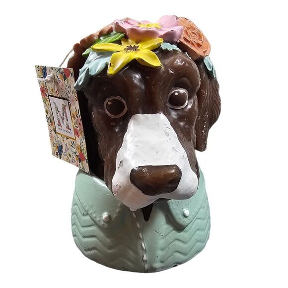 Mia charro Dog Candle chocolate Lab NEW HTF rare flowers 35oz dogs artwork pups - Picture 1 of 7